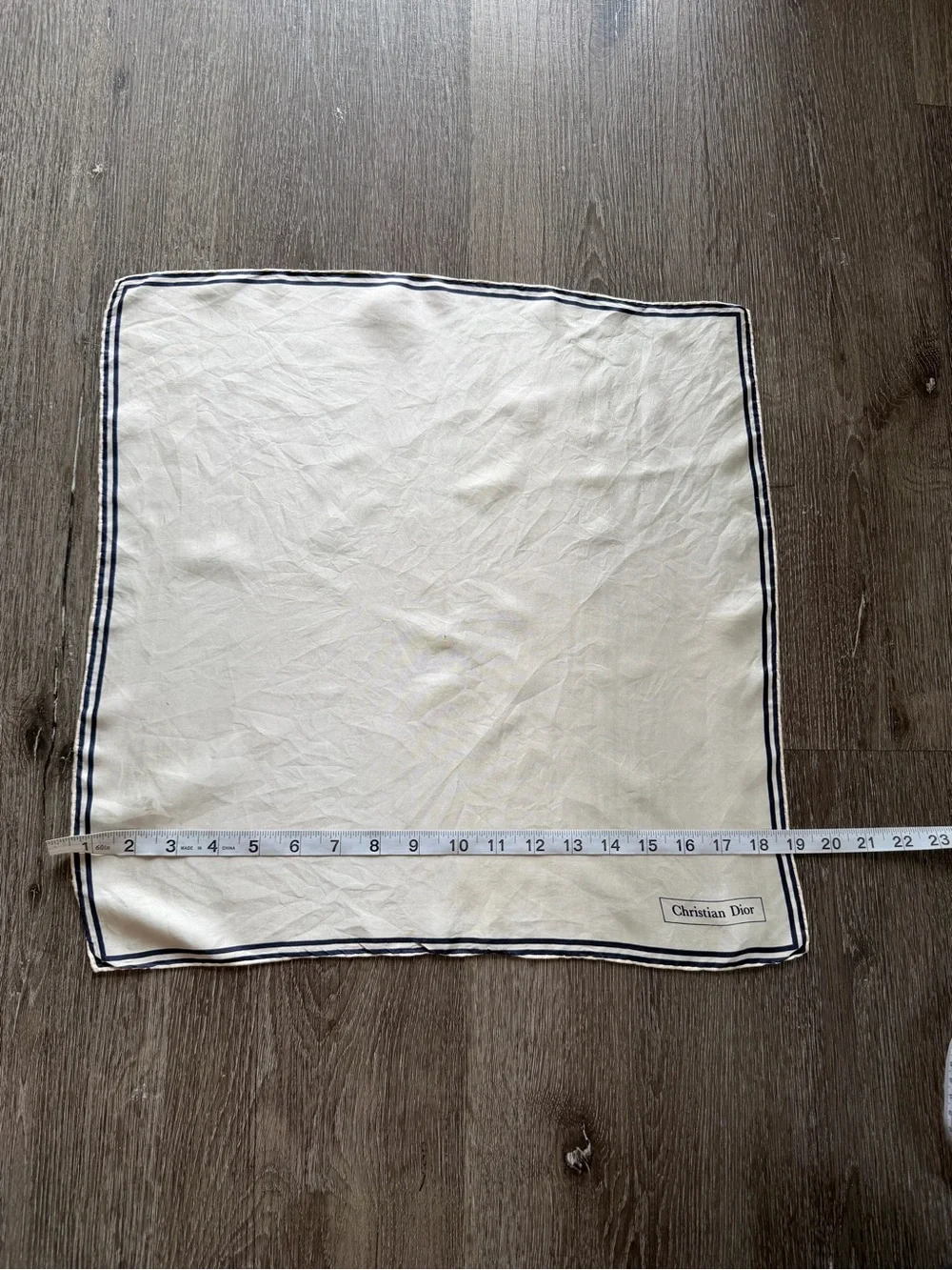 Vintage Dior Ivory Scarf with Navy Border